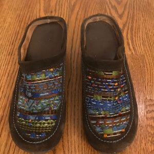 Dansko brown suede slides